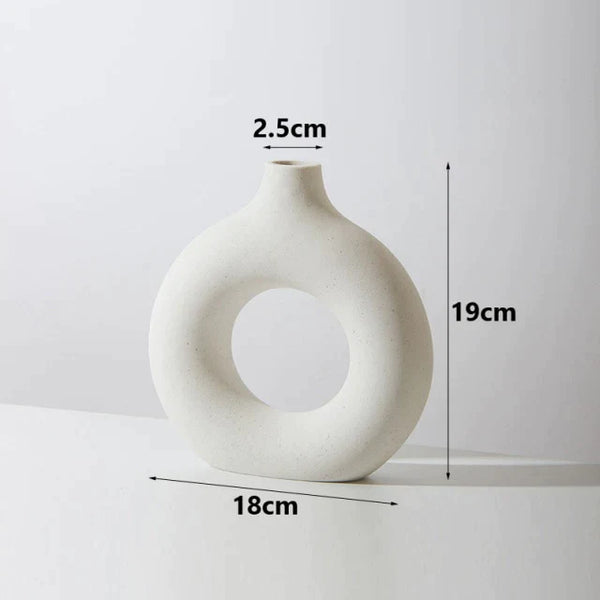 Vaso Nórdico Circular de Cerâmica Decorativo